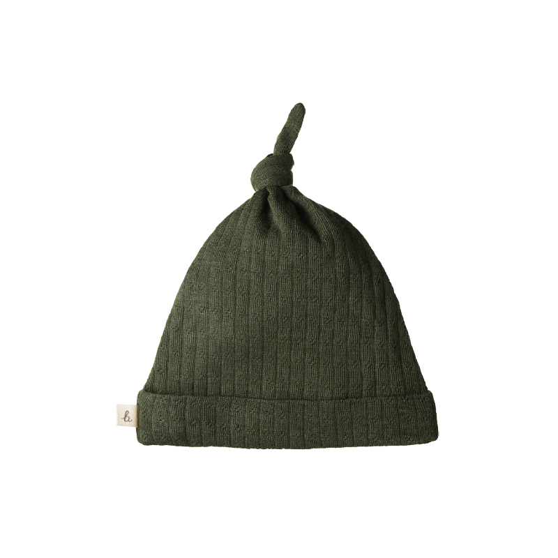 Nature Baby Merino Knotted Beanie Pointelle - Thyme