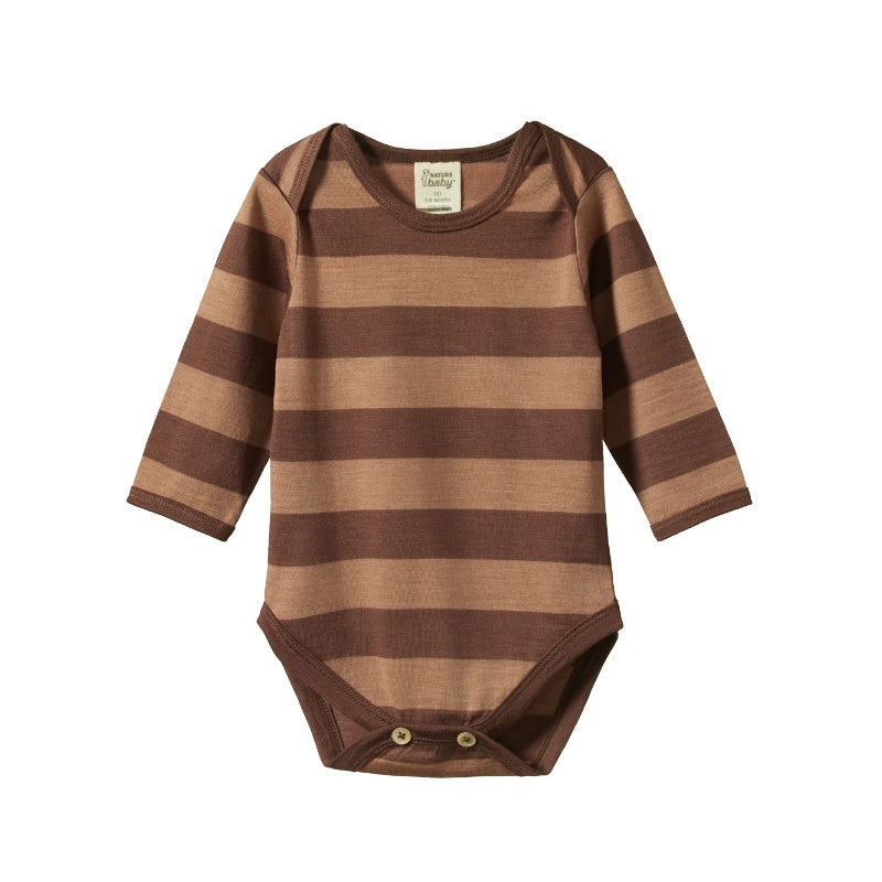 Nature Baby LS Bodysuit Merino - Bear Bold Stripe
