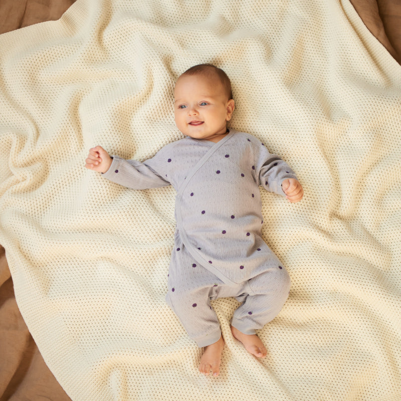 Nature Baby Kimono Stretch & Grow Pointelle - Petite Plum