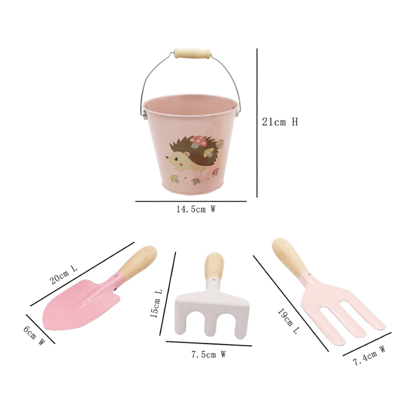 Garden Tool 4PC Set with Bucket - Pink