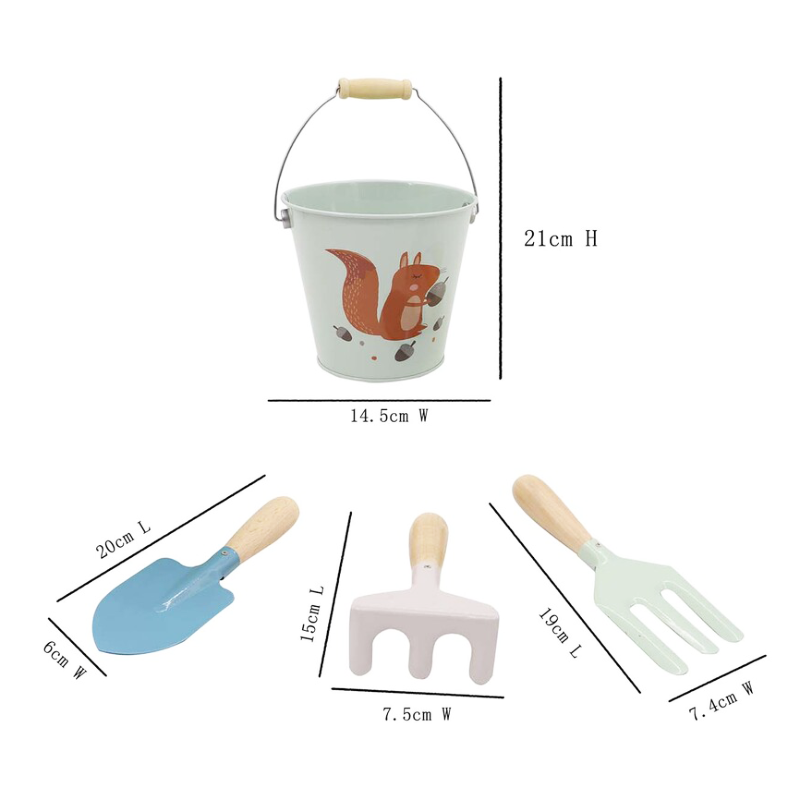 Garden Tool 4PC Set with Bucket - Blue