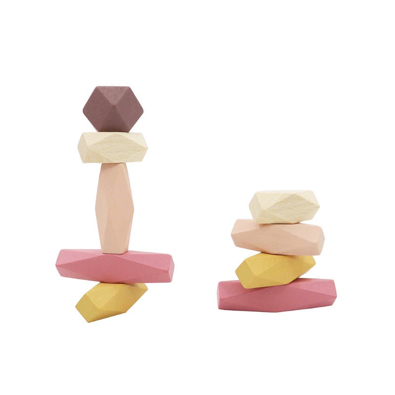 Wooden Stacking Rocks - Pink