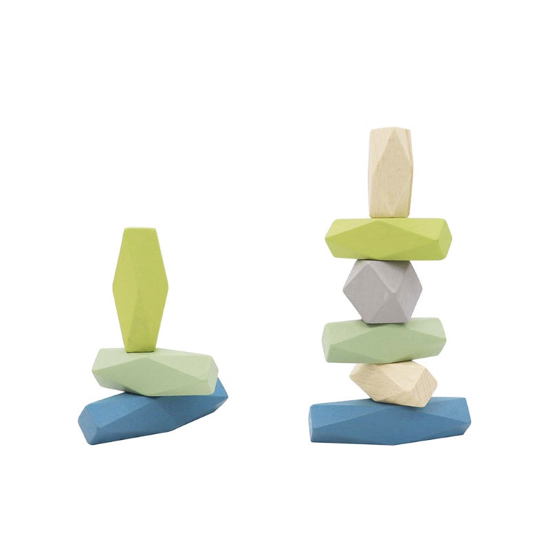 Wooden Stacking Rocks - Blue