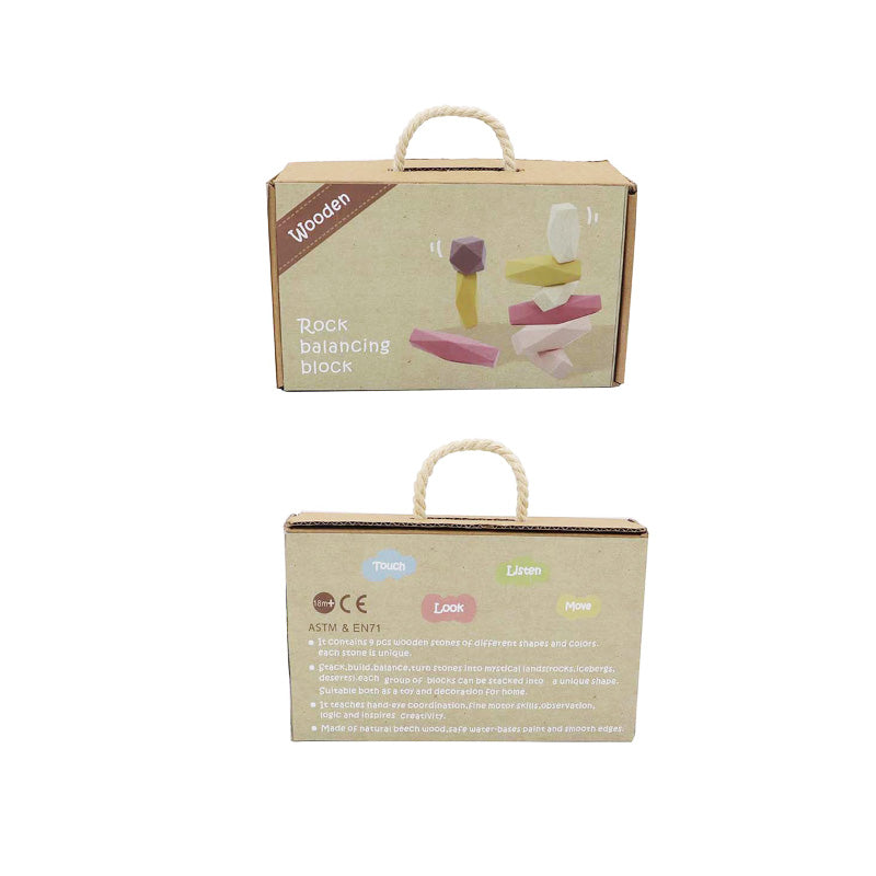 Wooden Stacking Rocks - Pink