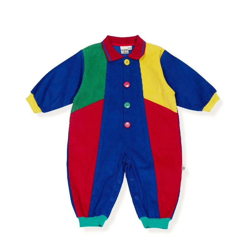 Goldie And Ace Ollie Cord Romper - Red/Blue