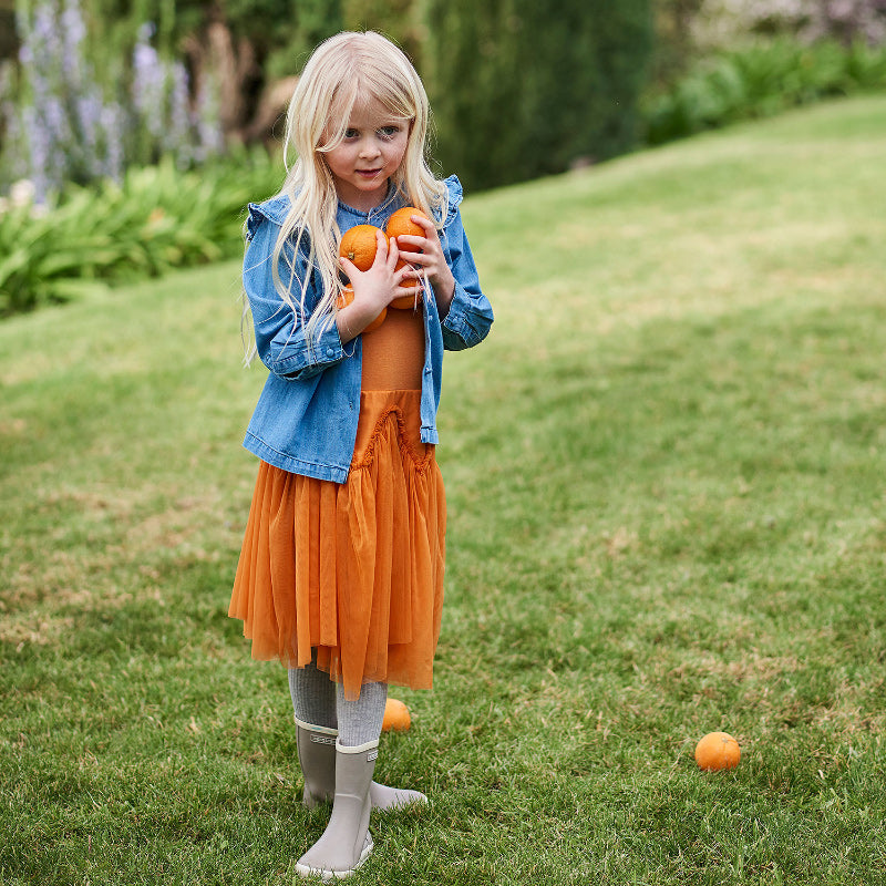 Peggy Velvet Dress - Peach Caramel