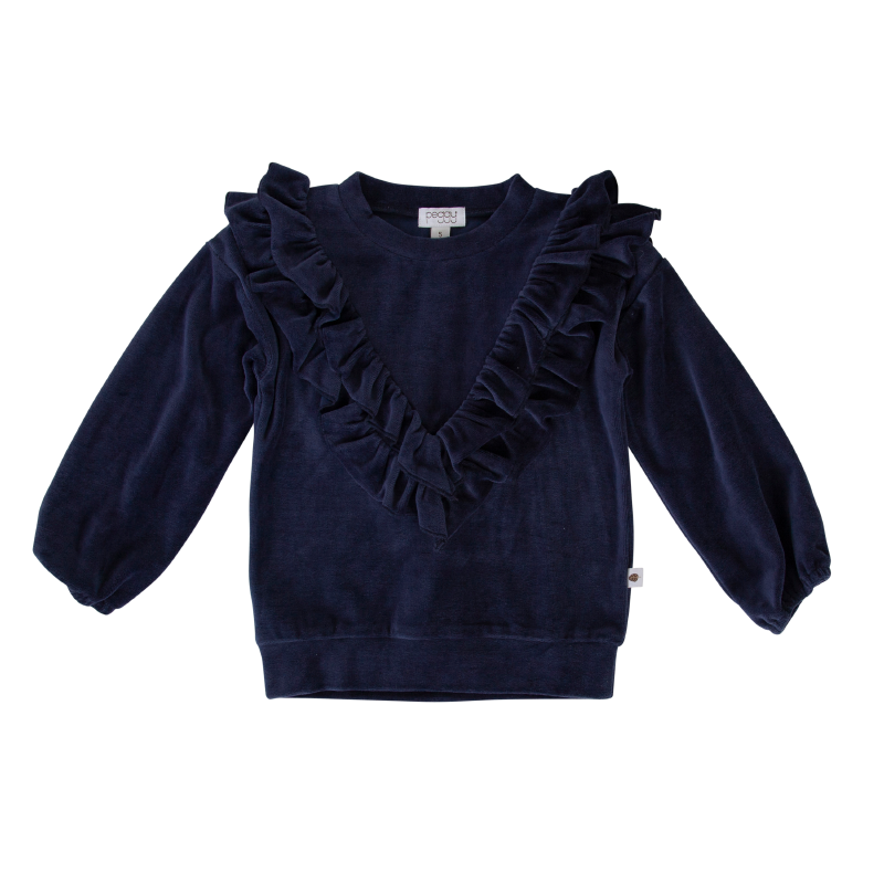 Peggy Verity Velour Top - Navy