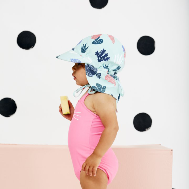 Acorn Swim Flap Cap - Coral