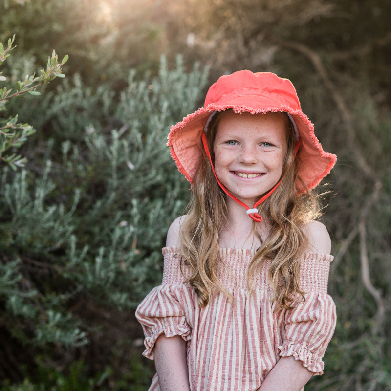 Acorn Frayed Bucket Hat - Watermelon