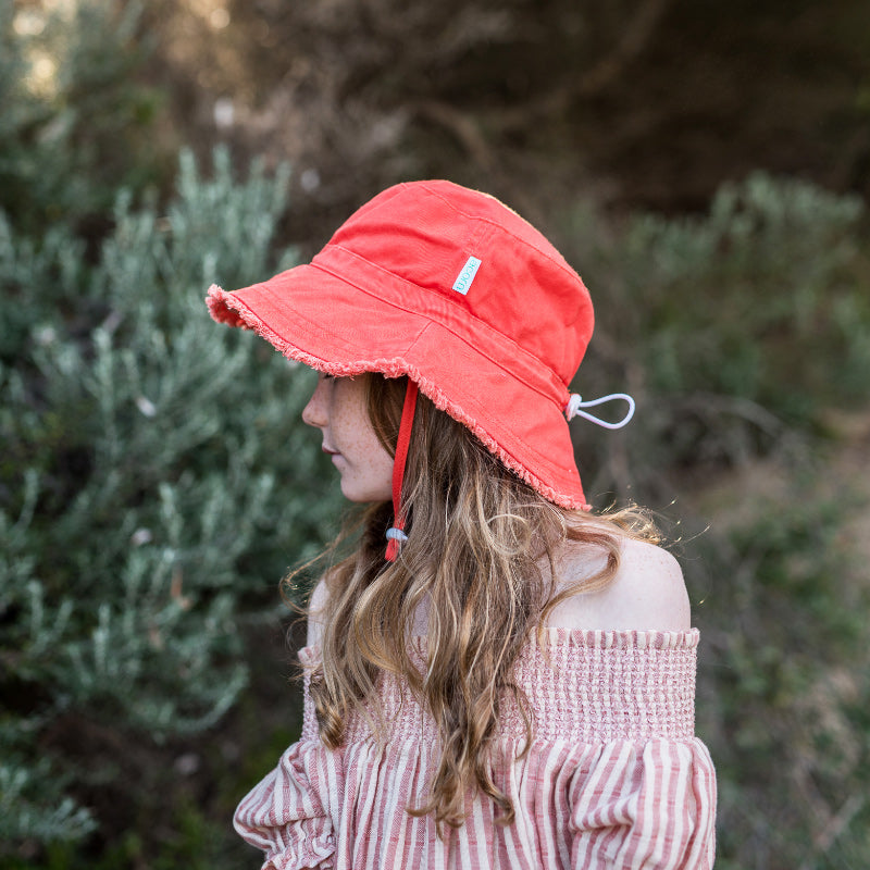 Acorn Frayed Bucket Hat - Watermelon