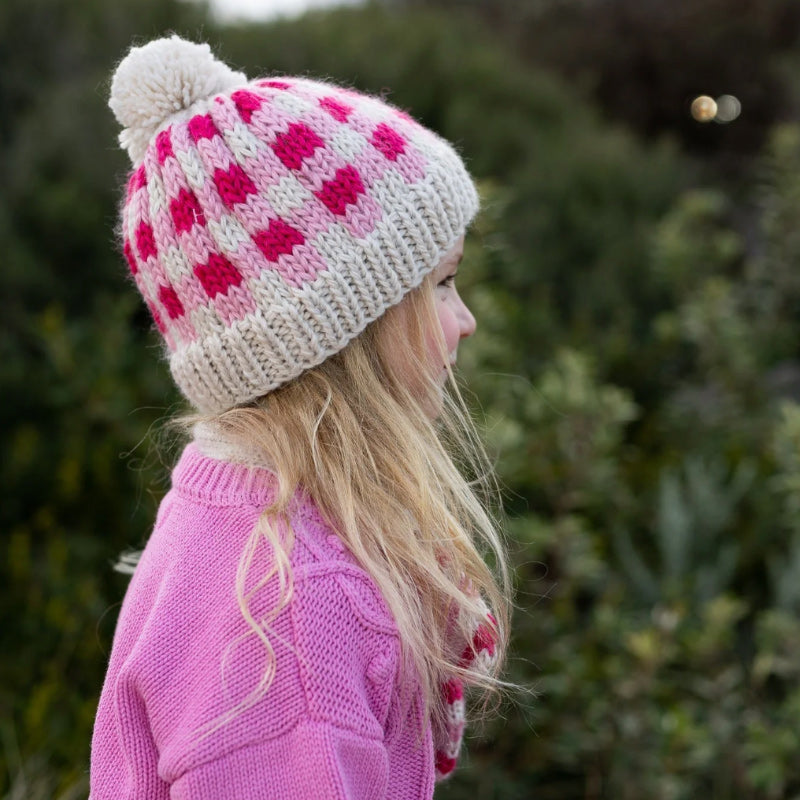 Acorn Checks Beanie - Pink