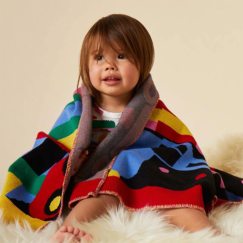 Halcyon Nights 100% Cotton Knit Blanket - Lorries