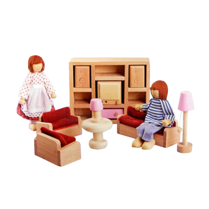 Wooden Dolls House Living Room Set