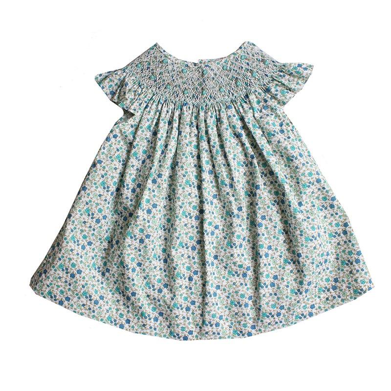 Meleze Hand Smock Baby Set - Blue Floral