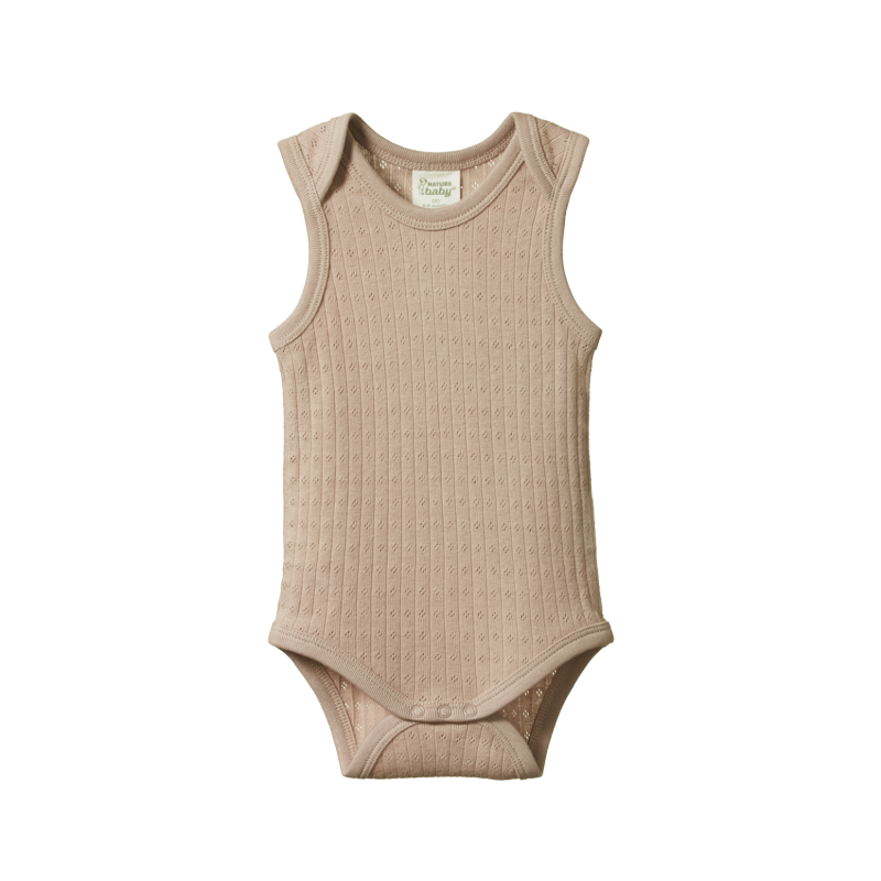 Nature Baby Singlet Pointelle Bodysuit - Nougat