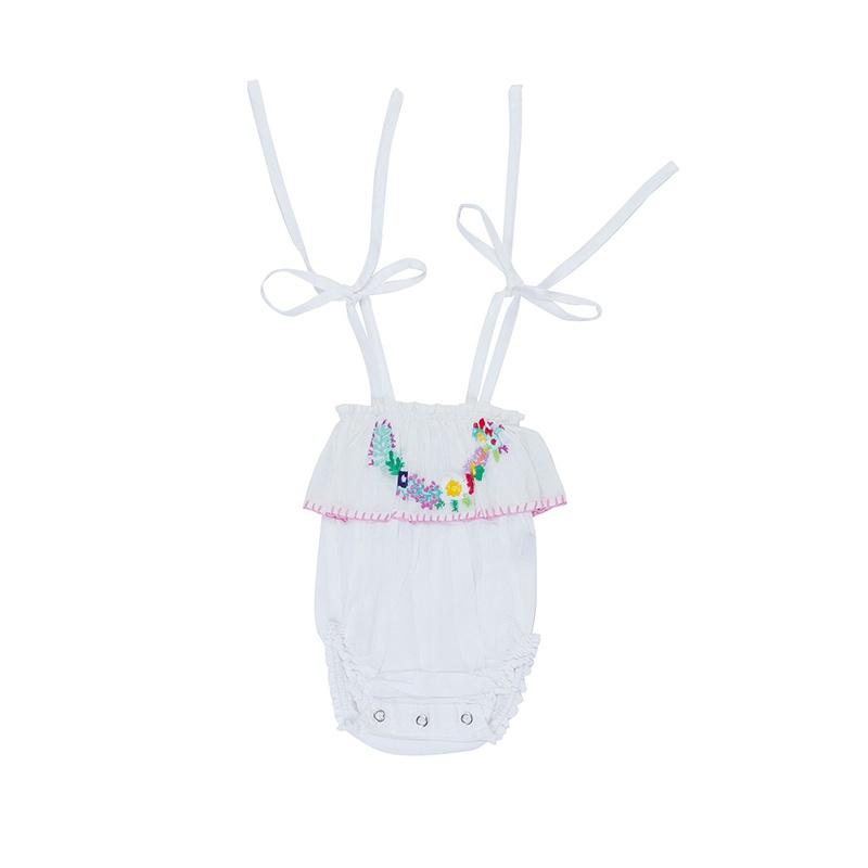 Peach Sunsuit - Embroidered