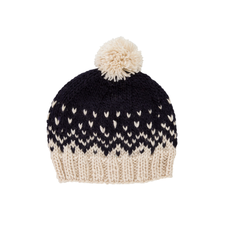 Acorn Snowflake Beanie - Navy/Oatmeal