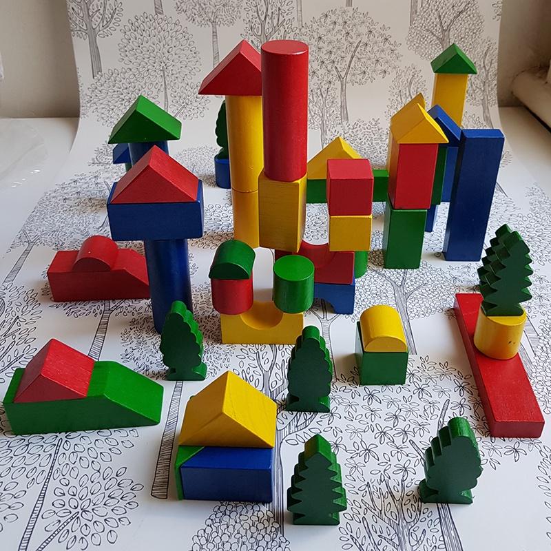 Shorties Kids Wooden Blocks 50 pieces children's Montessori Steiner School