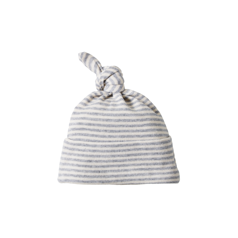 Nature Baby Cotton Knotted Beanie - Grey Stripe