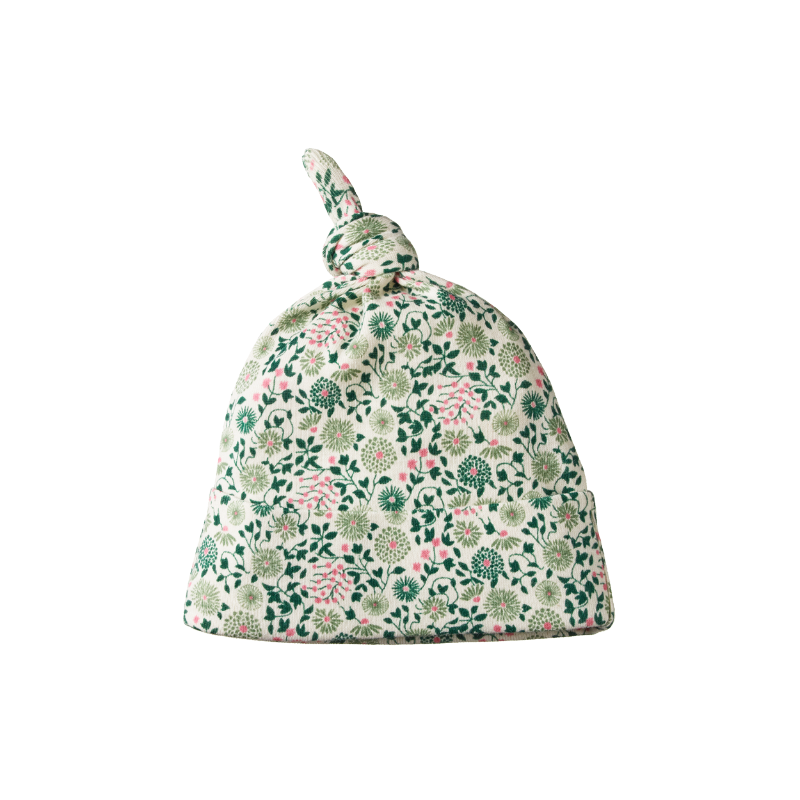 Nature Baby Cotton Knotted Beanie - Willow Print