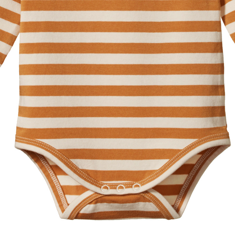 Nature Baby Stretch Jersey L/S Bodysuit - Straw Sea Stripe