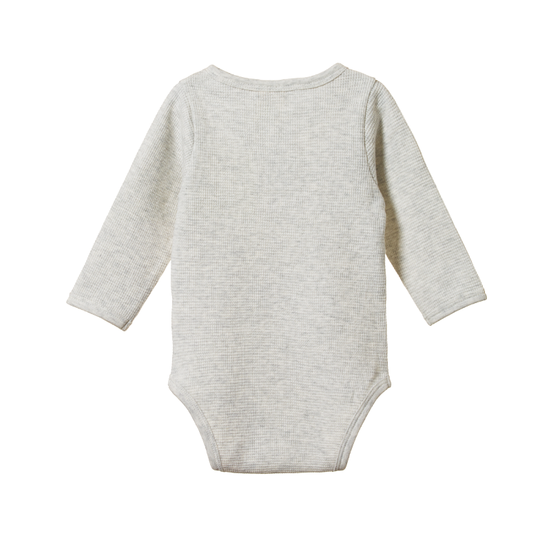 Nature Baby Henley LS Bodysuit - Waffle Grey