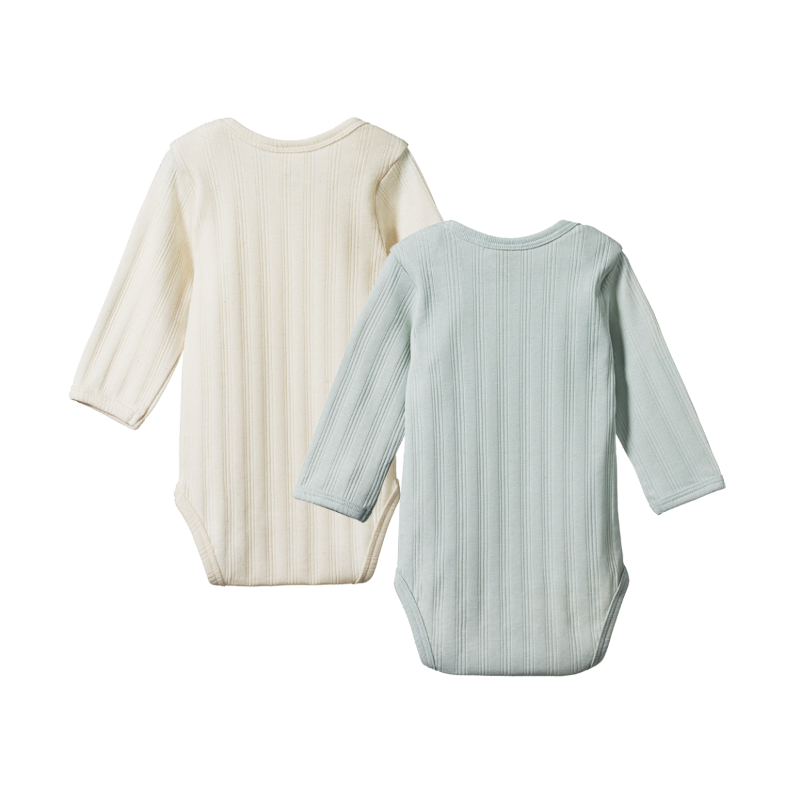 Nature Baby LS Bodysuit Derby 2PK - Natural/Sea
