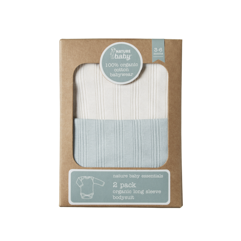Nature Baby LS Bodysuit Derby 2PK - Natural/Sea