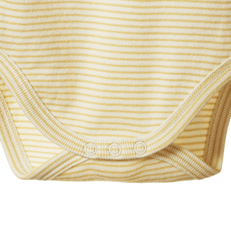 Nature Baby SS Kimono Bodysuit - Sand Pinstripe