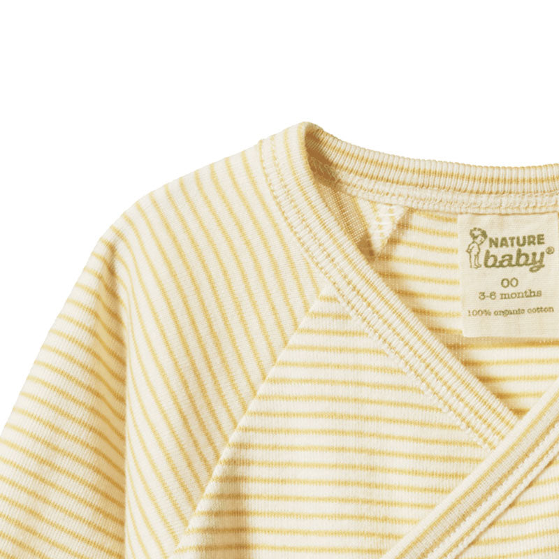 Nature Baby LS Kimono Bodysuit - Sand PinstripeNature Baby LS Kimono Bodysuit - Sand Pinstripe