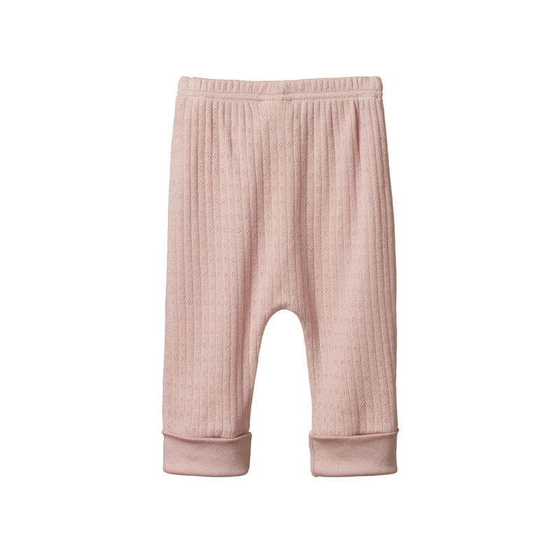 Nature Baby Drawstring Pointelle Pants - Rose Bud
