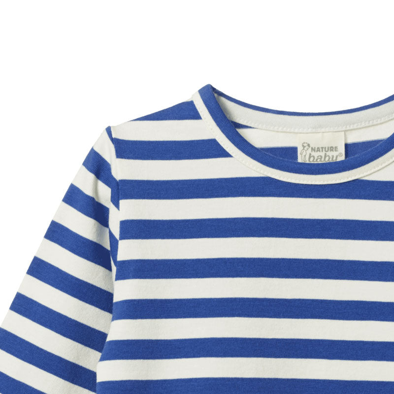 Nature Baby Stretch Jersey Everyday Tee - Isle Blue Sea Stripe