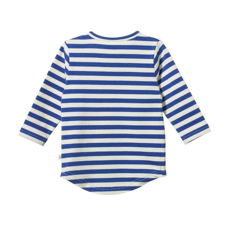 Nature Baby Stretch Jersey Everyday Tee - Isle Blue Sea Stripe