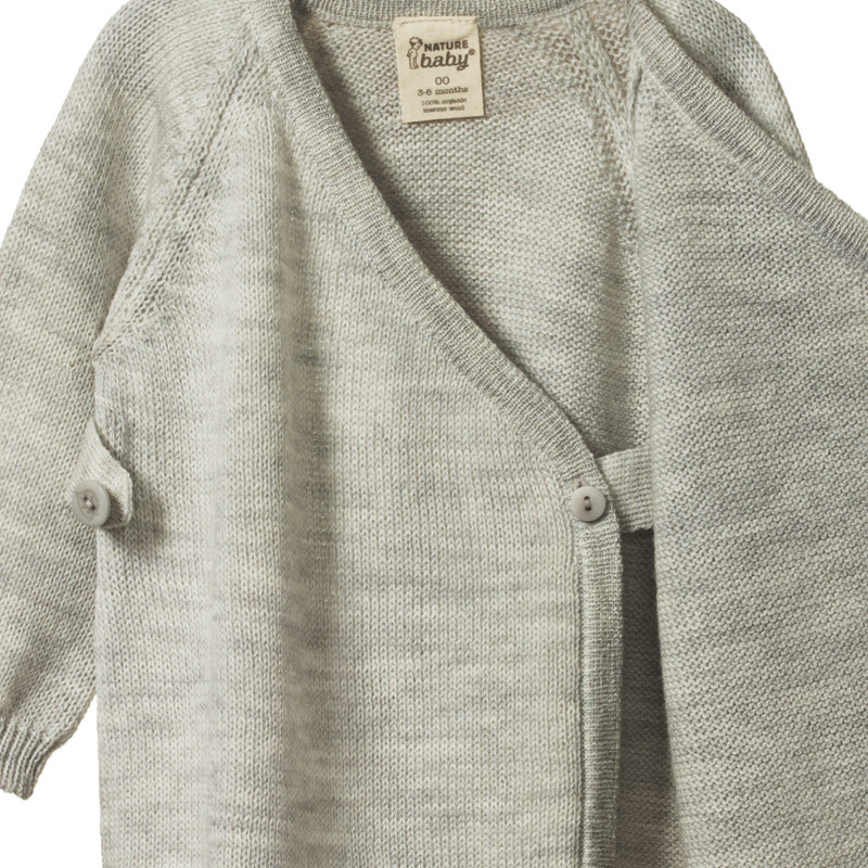 Nature Baby Merino Kimono Jacket- Light Grey Marle
