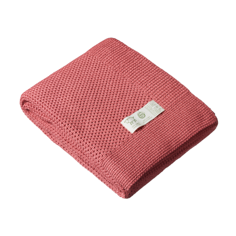 Nature Baby Merino Knit Blanket Bassinet - Raspberry