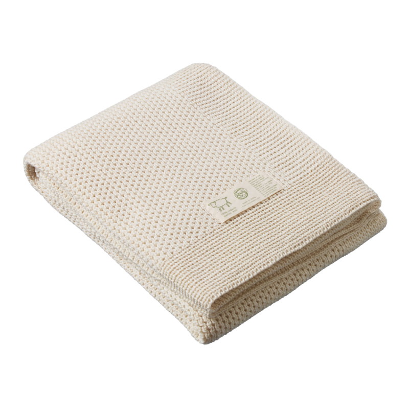 Nature Baby Merino Knit Blanket Cot - Natural