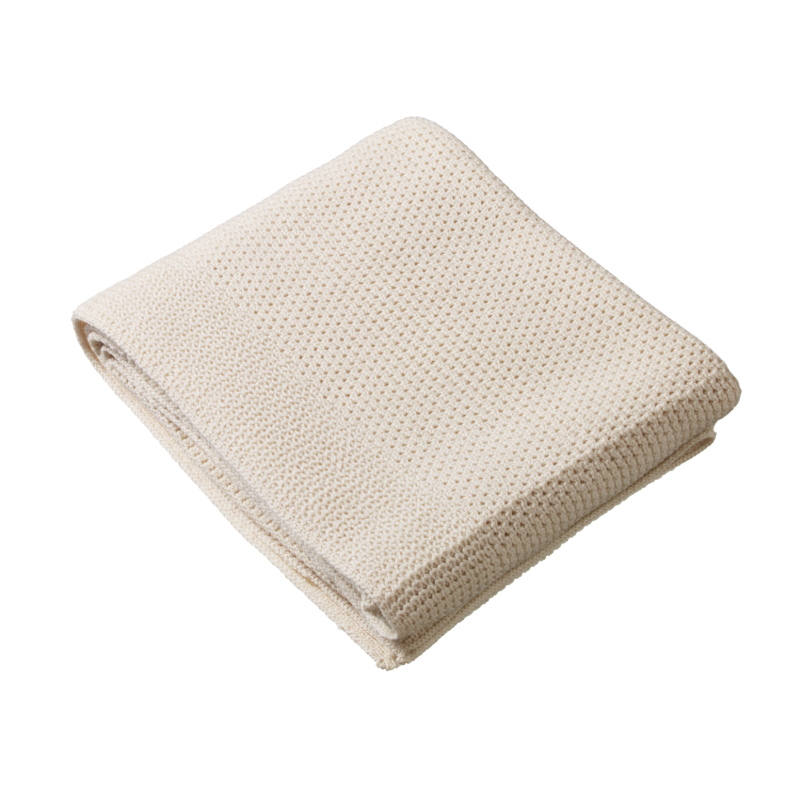Nature Baby Merino Knit Blanket Cot - Natural