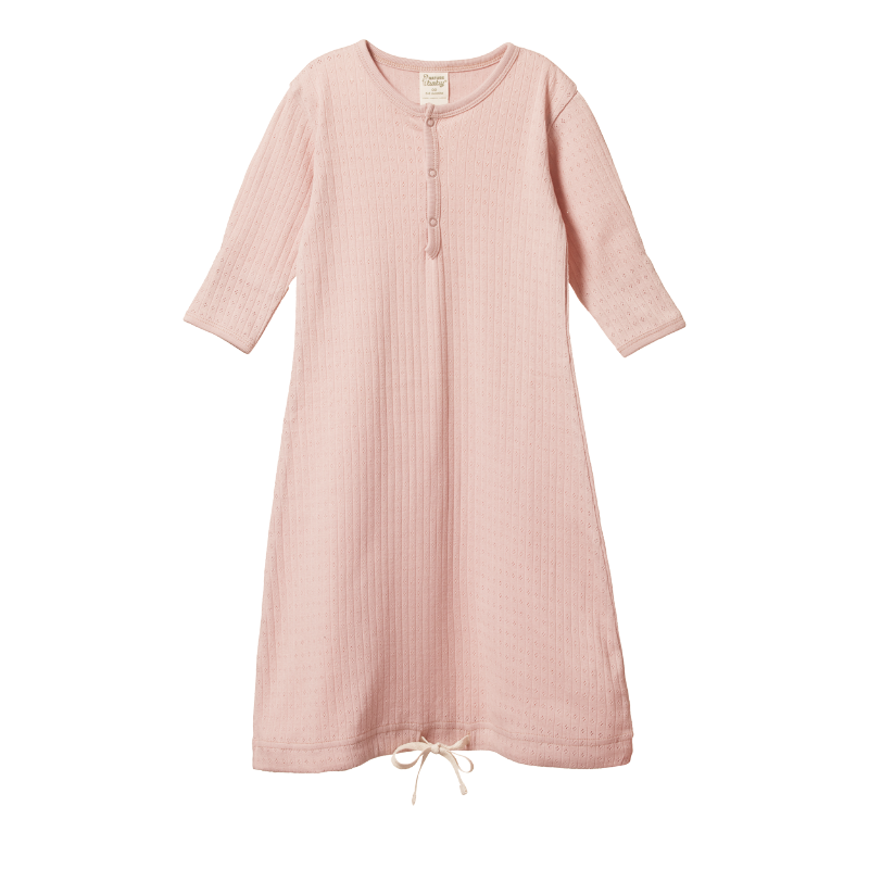 Nature Baby Gown - Pointelle Rose Bud