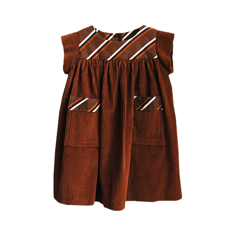 Folk Dress - Brown Cord