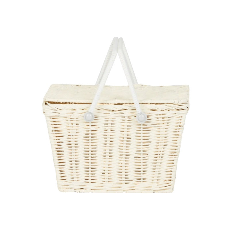 Olli Ella Rattan Piki Basket - Chalk