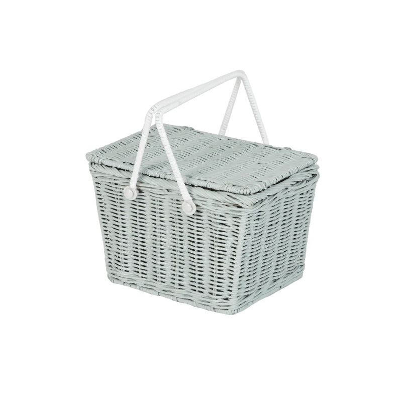 Olli Ella Rattan Piki Basket - Vintage Blue