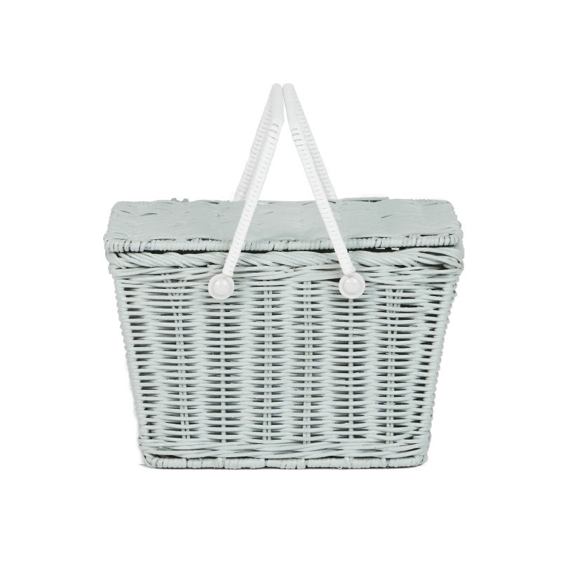 Olli Ella Rattan Piki Basket - Vintage Blue