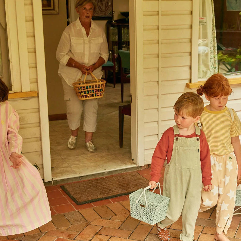 Olli Ella Rattan Piki Basket - Vintage Blue