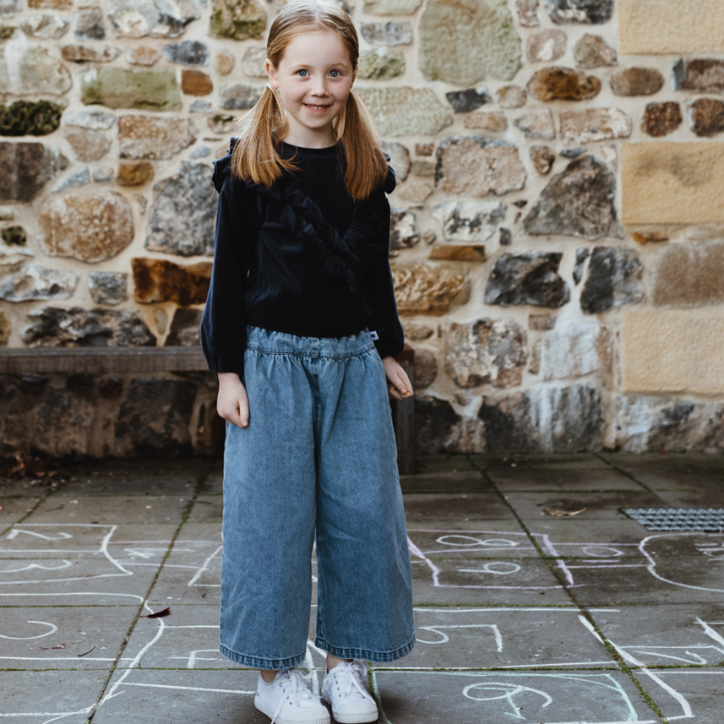 Peggy Verity Velour Top - Navy