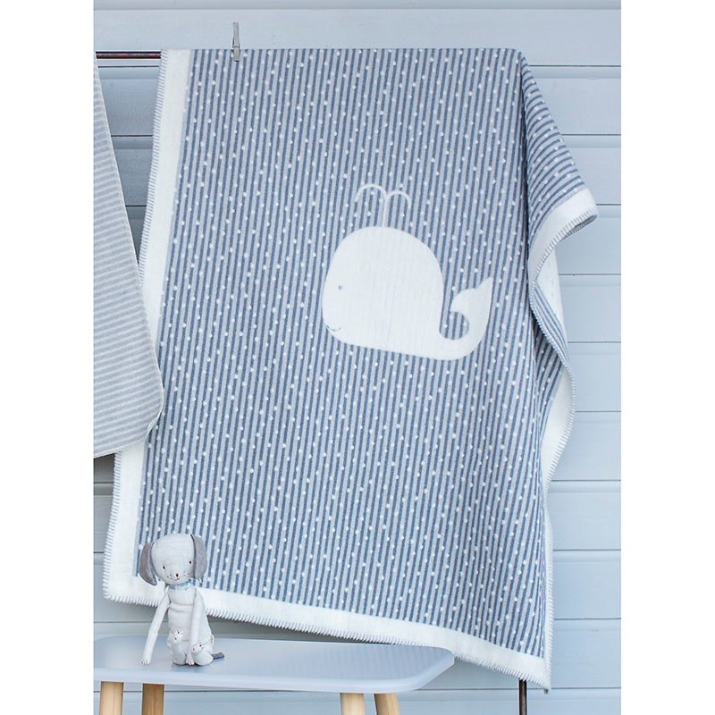 David Fussenegger Cot Blanket - Stripe Whale