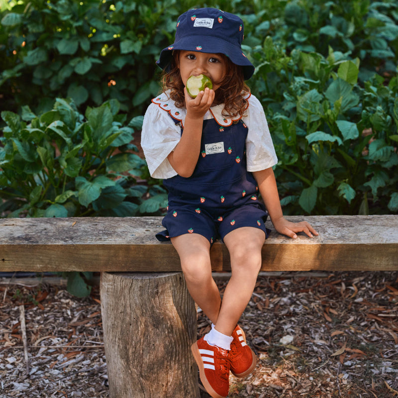Goldie + Ace Burton Overalls - Mini Embroidered Strawberry