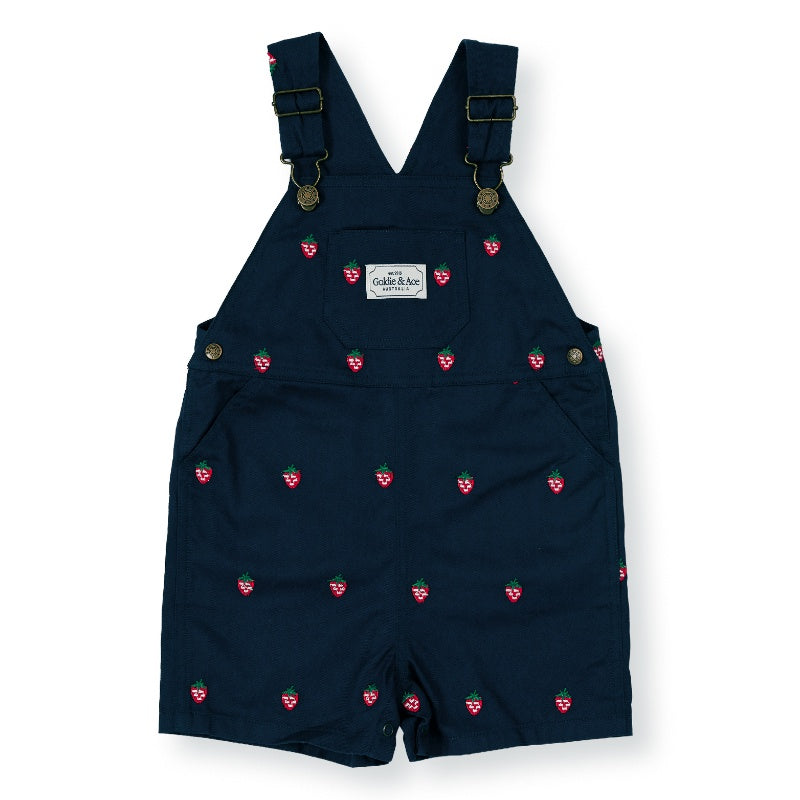 Goldie + Ace Burton Overalls - Mini Embroidered Strawberry