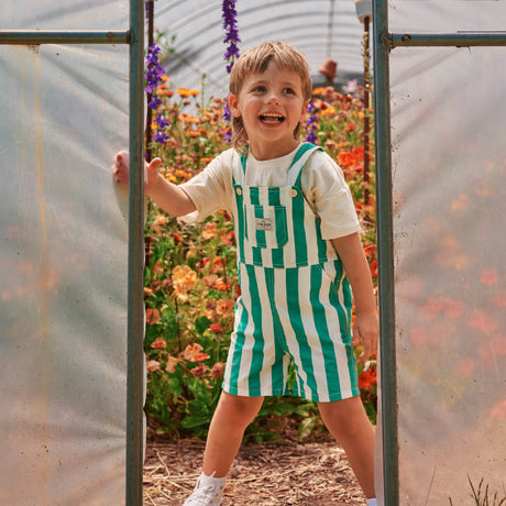 Goldie + Ace Button Burton Overalls - Happy Stripe