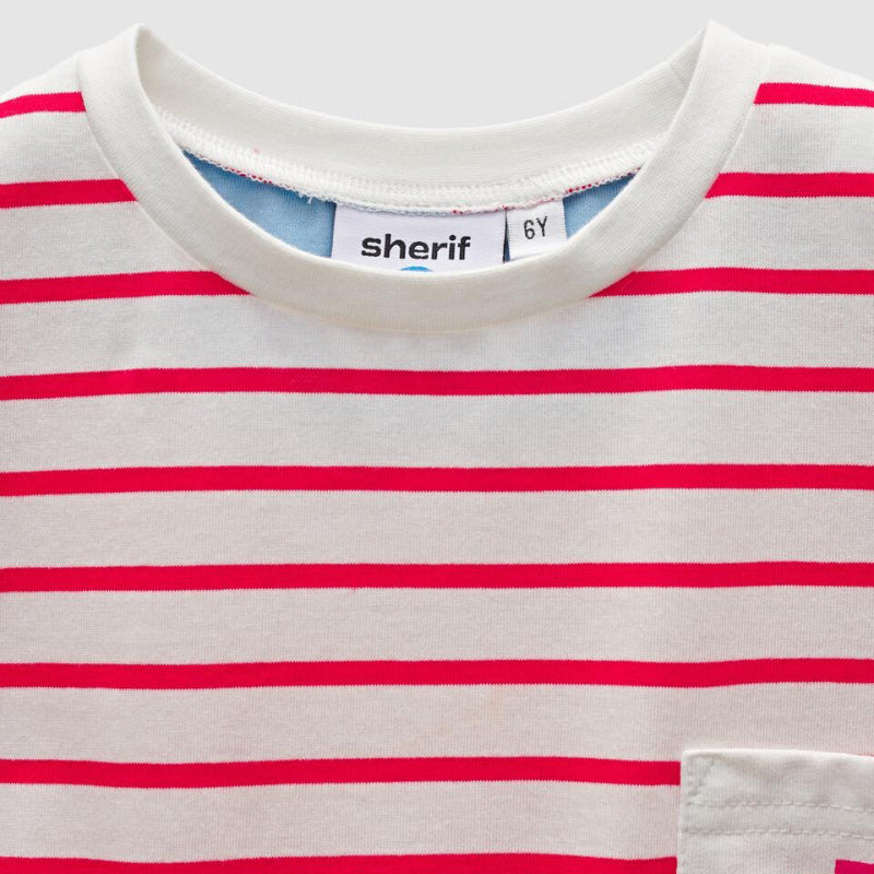 Sherif Pixel Pocket Tee - Red Stripe