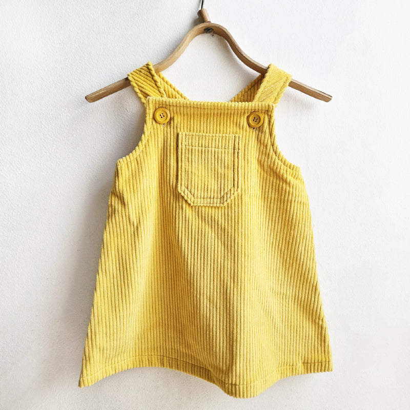 Shorties Chunky Corduroy Pinafore - Yellow Stripe